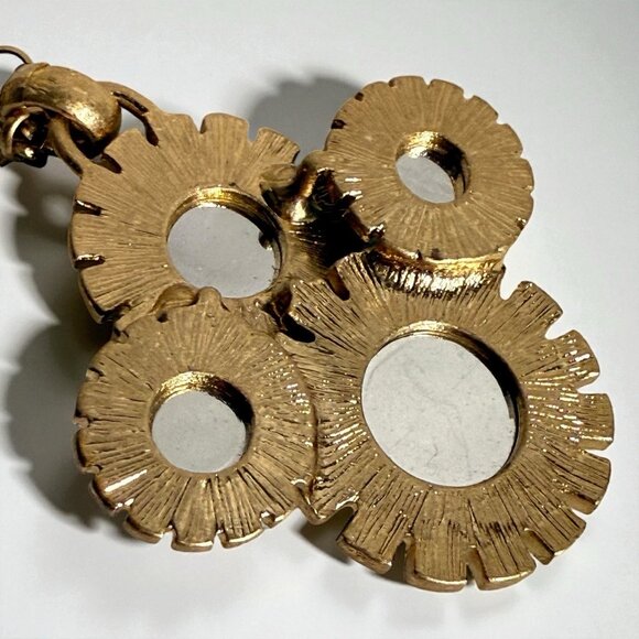 Vintage Coldwater Creek Green Cabochon Statement Necklace Gold Tone 32" - Picture 7 of 11